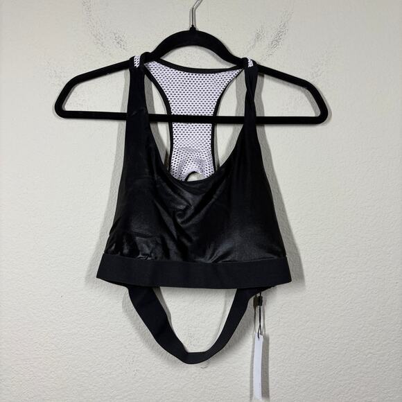 Koral XL Rade Infinity Sports Bra Black White Mesh Back Pullover Activewear - Picture 1 of 11